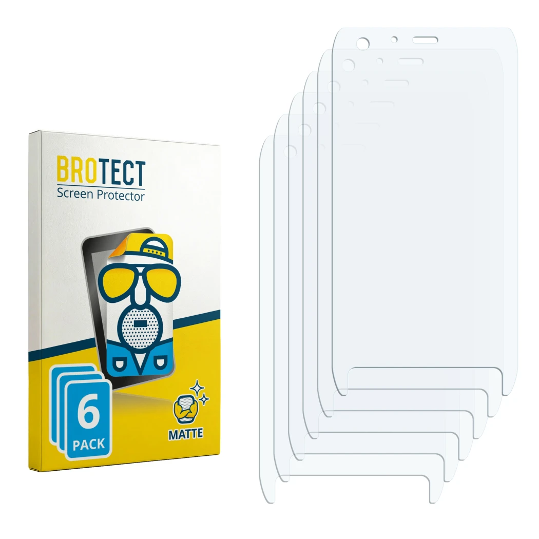 Front side of a product packaging with the brand logo BROTECT. Next to it is the corresponding screen protector.