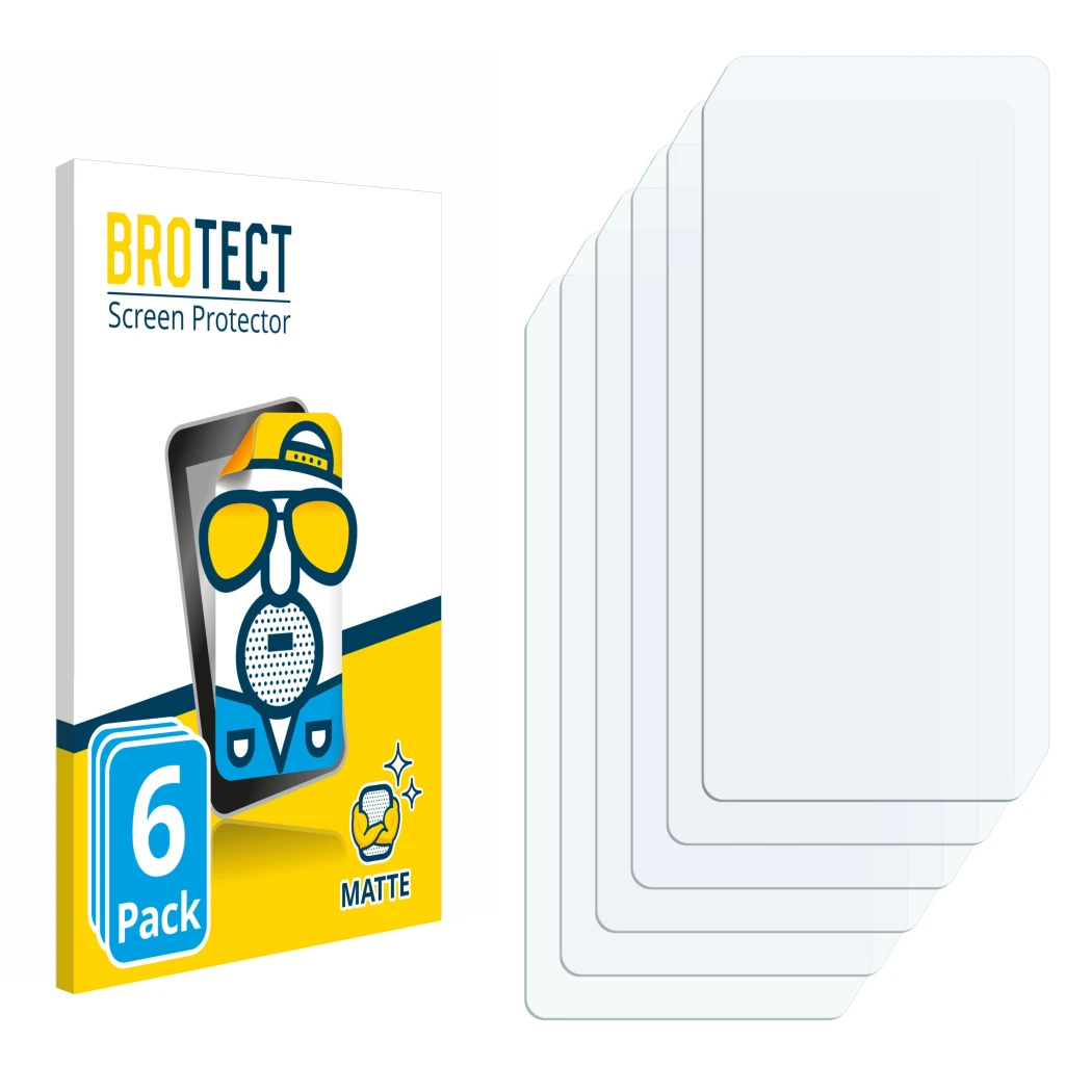 Front side of a product packaging with the brand logo BROTECT. Next to it is the corresponding screen protector.