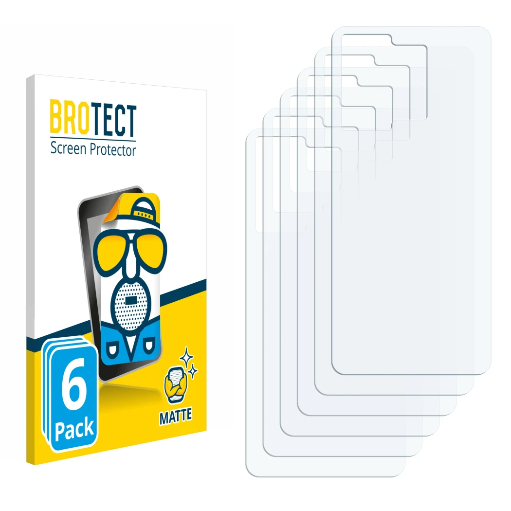 Front side of a product packaging with the brand logo BROTECT. Next to it is the corresponding screen protector.