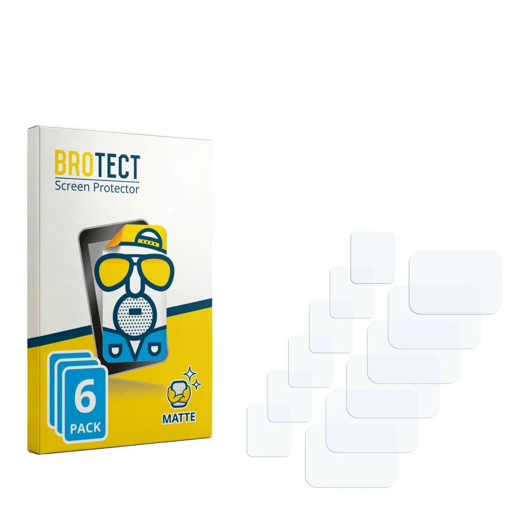 Front side of a product packaging with the brand logo BROTECT. Next to it is the corresponding screen protector.