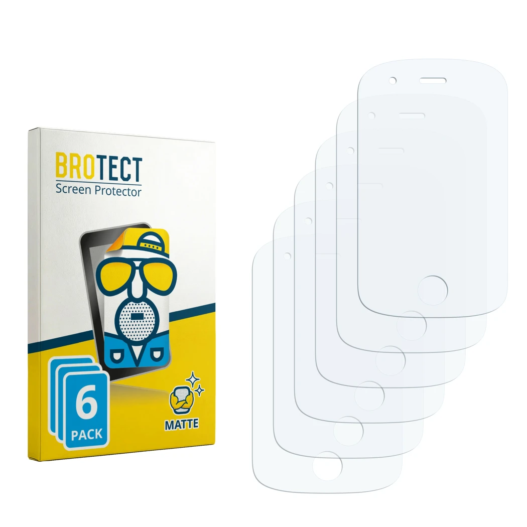 Front side of a product packaging with the brand logo BROTECT. Next to it is the corresponding screen protector.