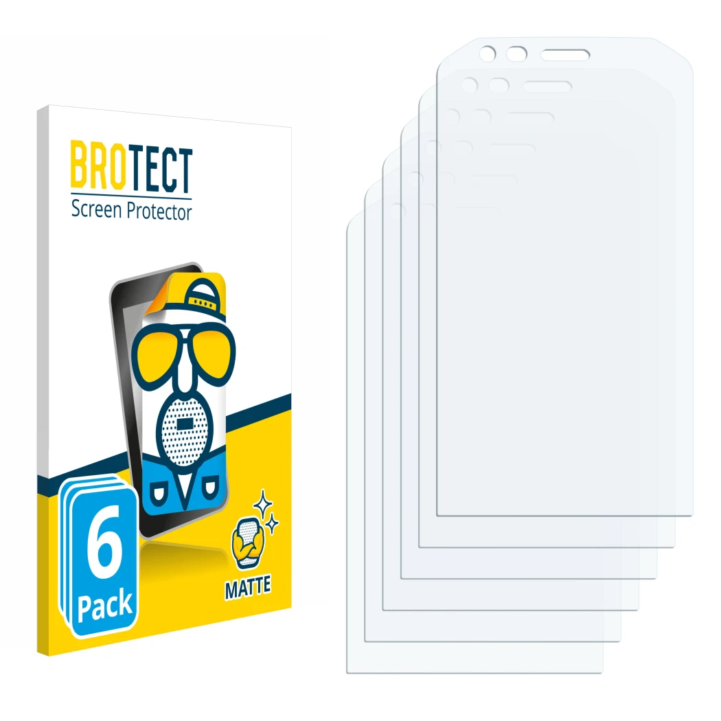 Front side of a product packaging with the brand logo BROTECT. Next to it is the corresponding screen protector.