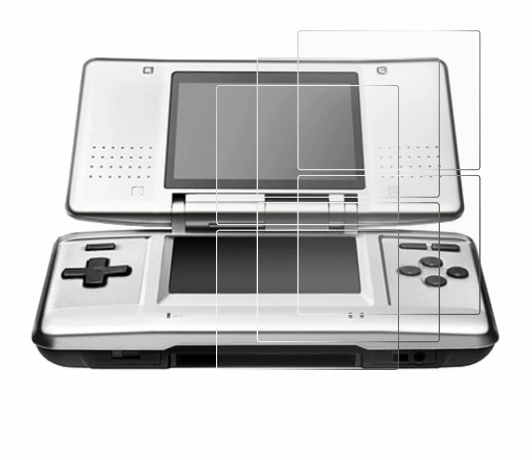 Image of the device Nintendo DS with a wide variety of screen protectors.
