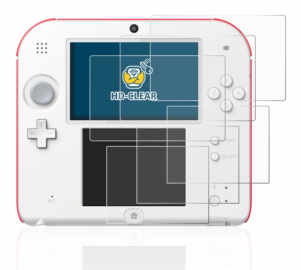 Image of the device Nintendo 2DS with a wide variety of screen protectors.