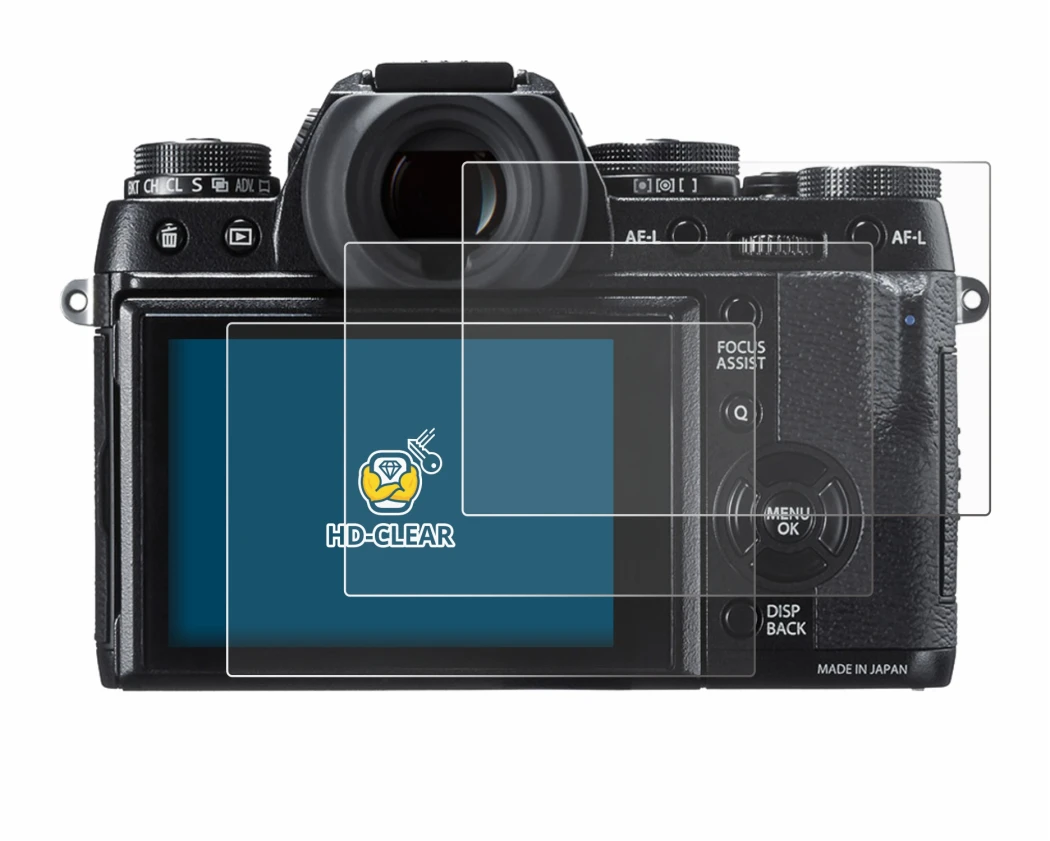 Image of the device Fujifilm X-T1 with a wide variety of screen protectors.