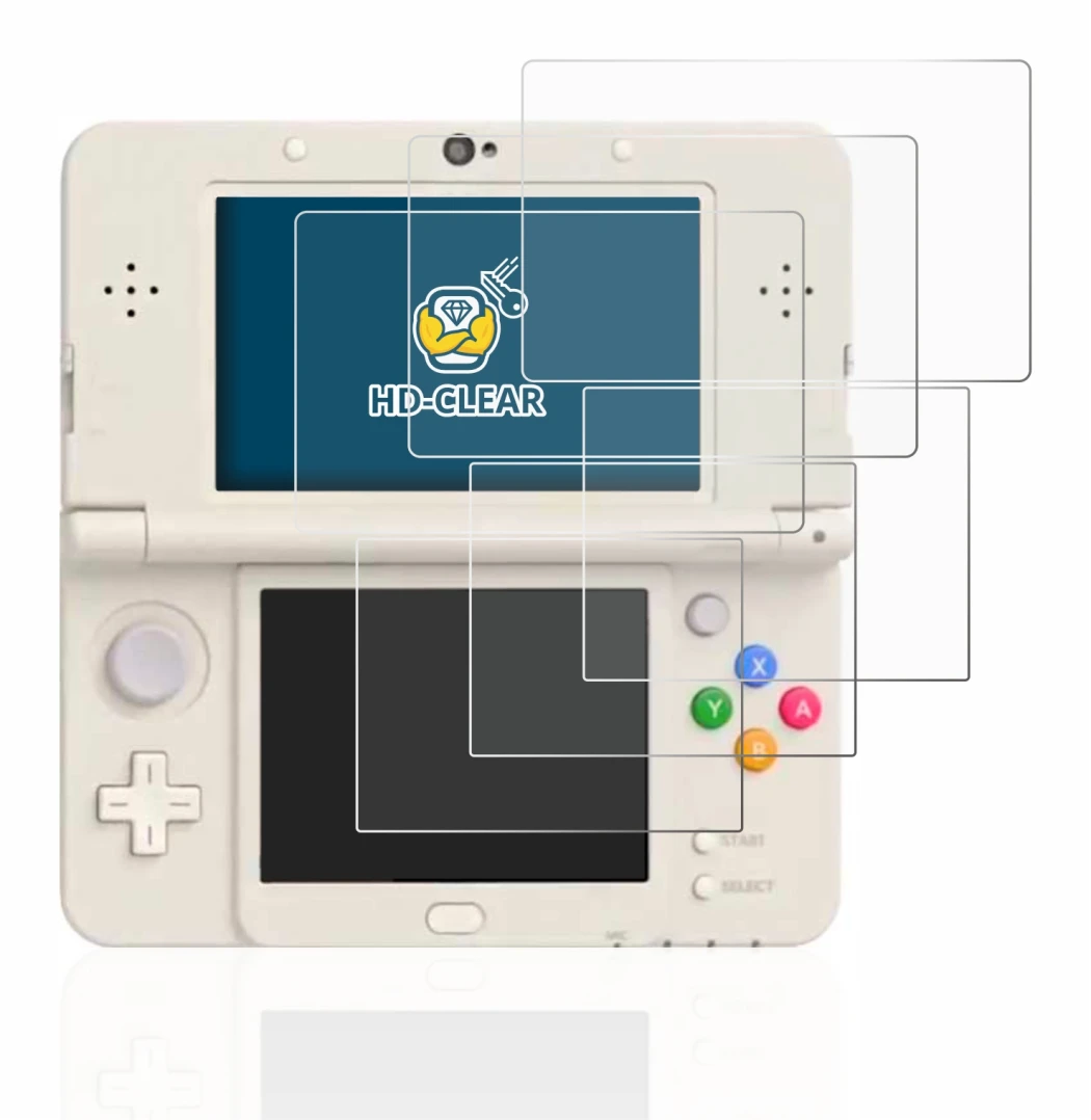 Image of the device Nintendo New 3DS with a wide variety of screen protectors.