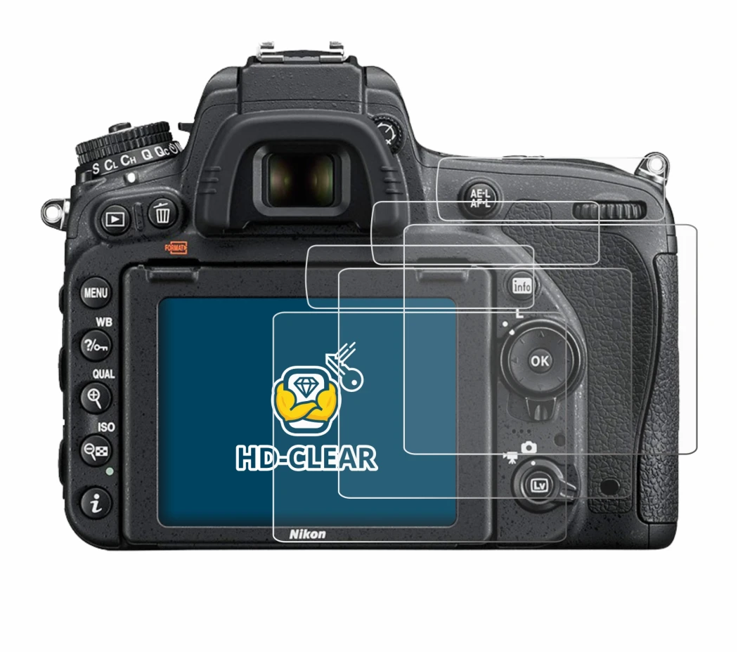 Image of the device Nikon D750 with a wide variety of screen protectors.