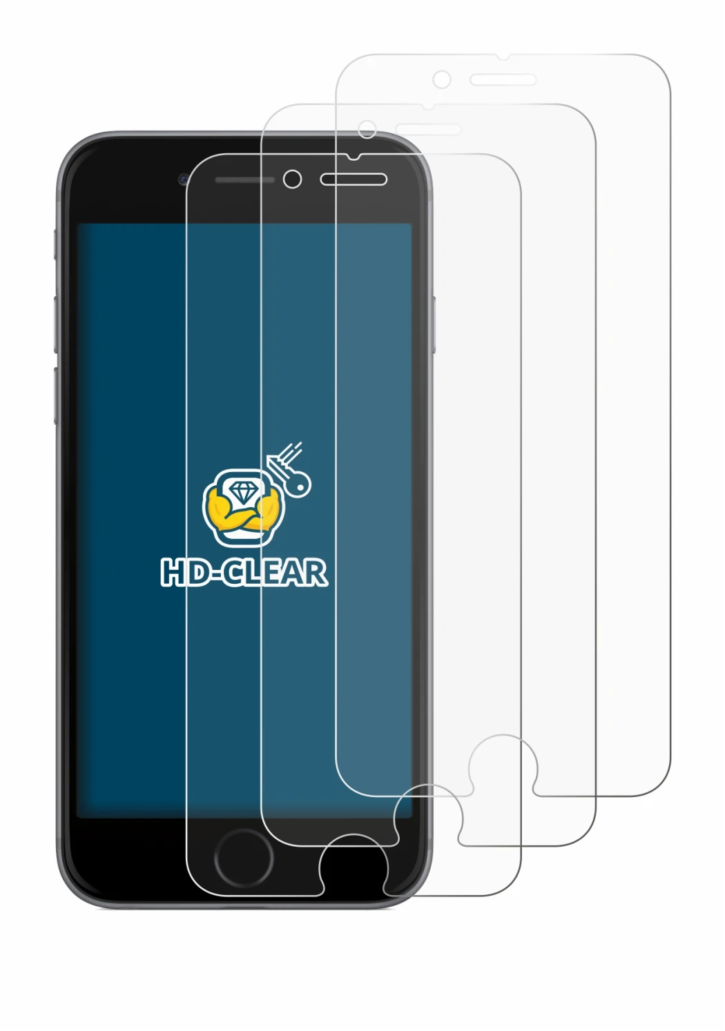 Image of the device Apple iPhone 6S with a wide variety of screen protectors.