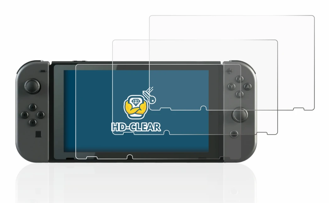 Image of the device Nintendo Switch with a wide variety of screen protectors.