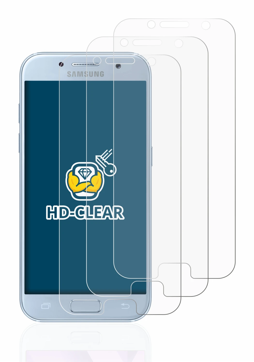 Image of the device Samsung Galaxy A5 2017 with a wide variety of screen protectors.