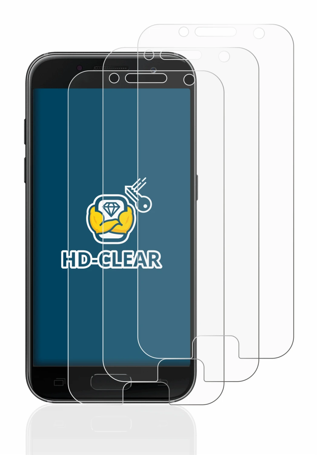 Image of the device Samsung Galaxy A3 2017 with a wide variety of screen protectors.