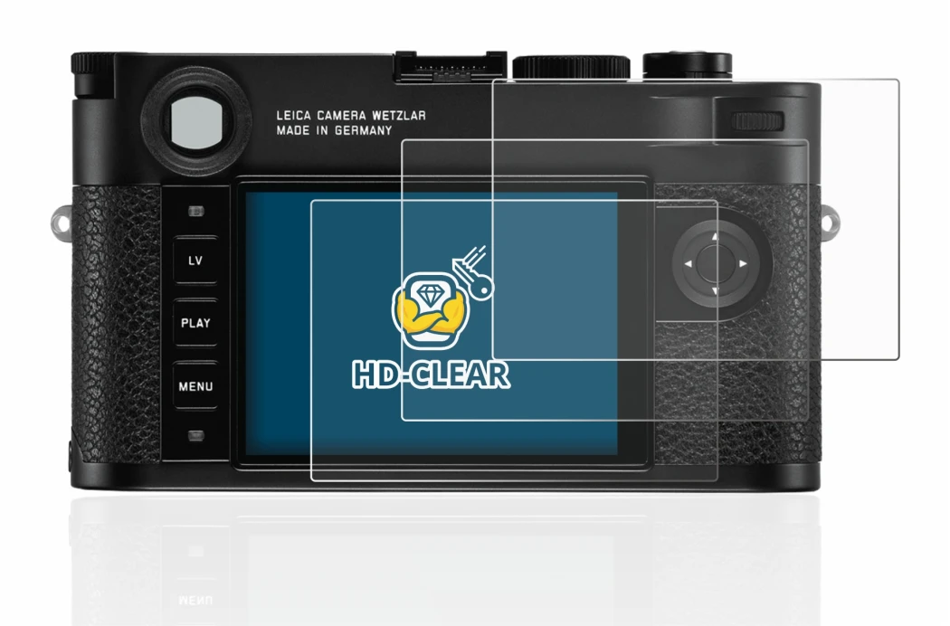 Image of the device Leica M10 with a wide variety of screen protectors.
