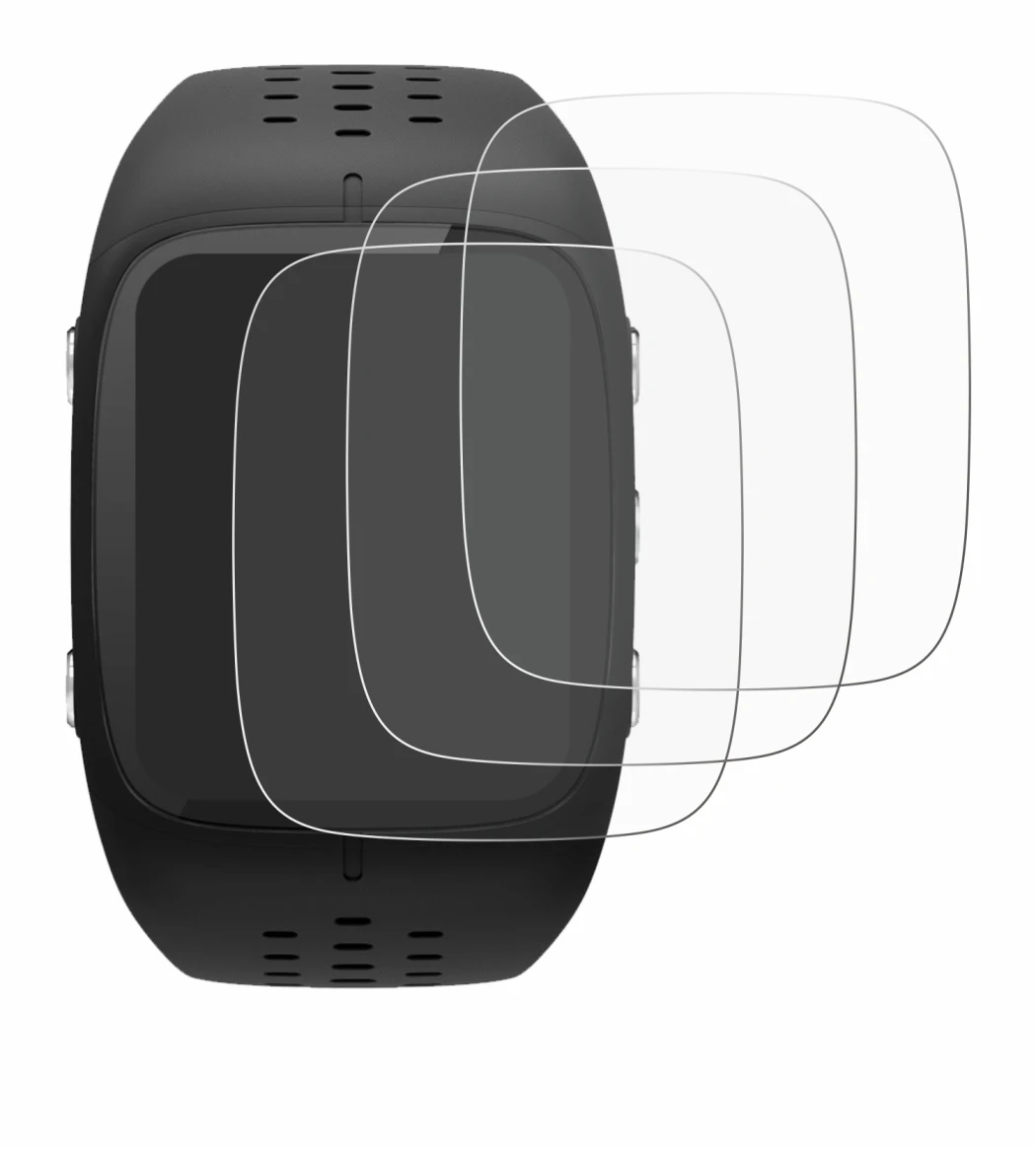 Image of the device Polar M430 with a wide variety of screen protectors.