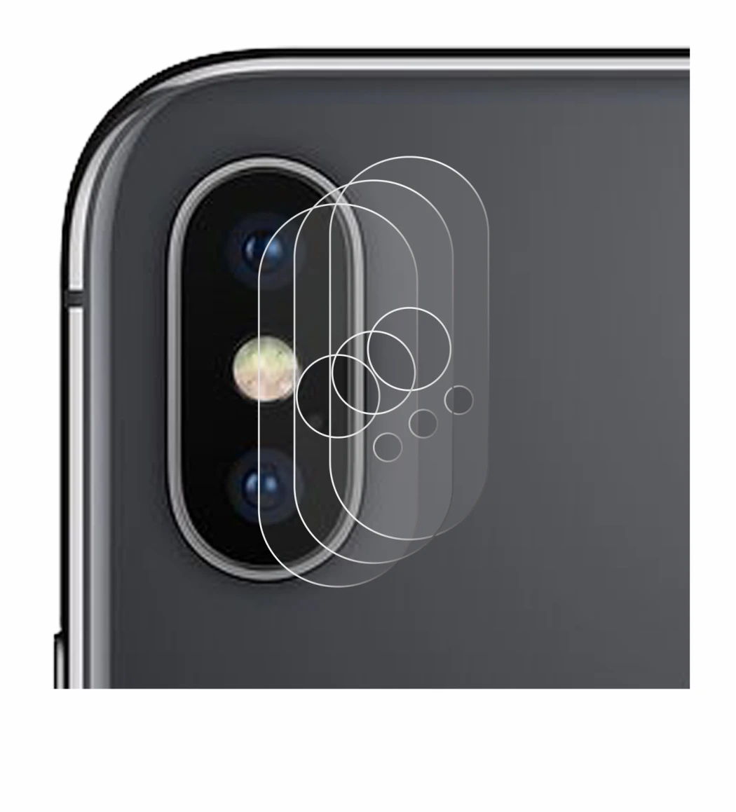 Image of the device Apple iPhone X (ONLY Camera Lens) with a wide variety of screen protectors.