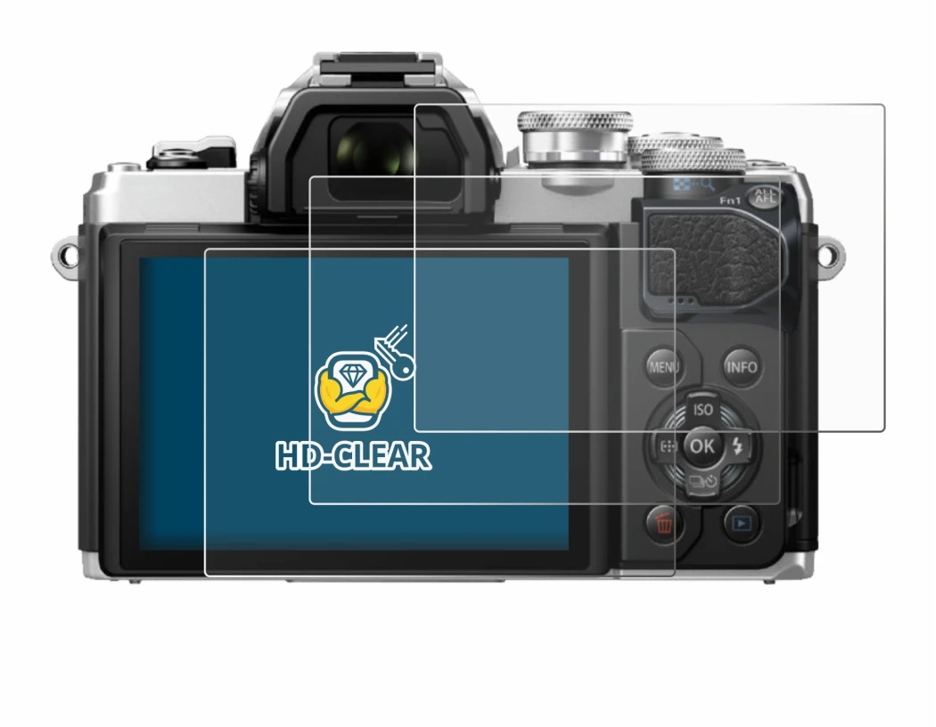 Image of the device Olympus OM-D E-M10 Mark III with a wide variety of screen protectors.