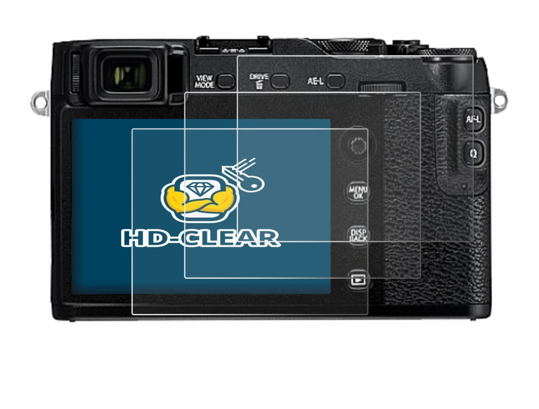 Image of the device Fujifilm X-E3 with a wide variety of screen protectors.