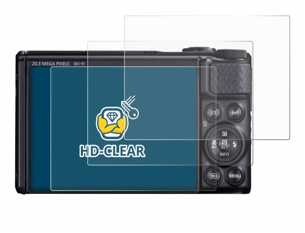Image of the device Canon PowerShot SX740 HS with a wide variety of screen protectors.