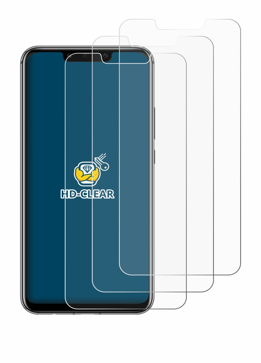 Image of the device Huawei Mate 20 lite with a wide variety of screen protectors.