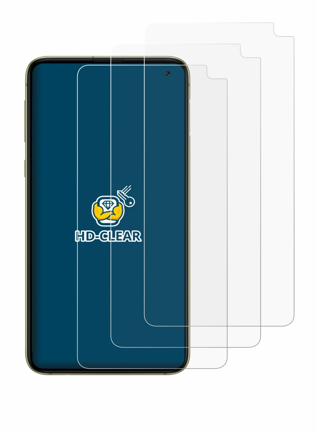 Image of the device Samsung Galaxy S10e with a wide variety of screen protectors.