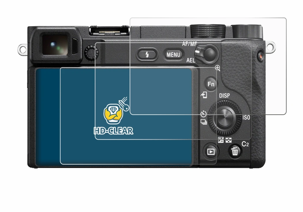 Image of the device Sony Alpha 6400 with a wide variety of screen protectors.