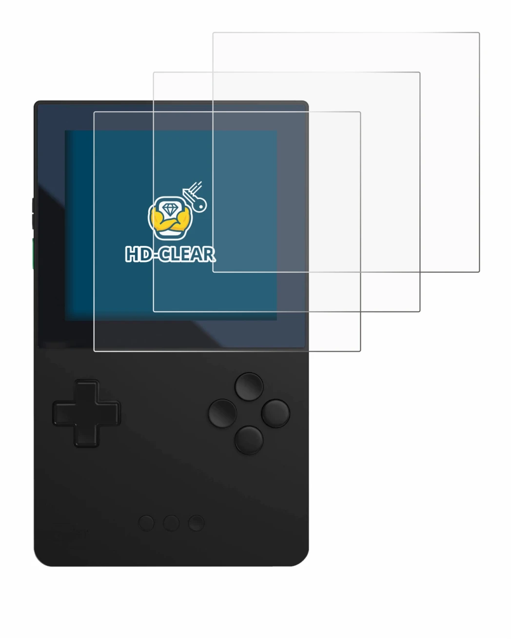 Image of the device Analogue Pocket with a wide variety of screen protectors.