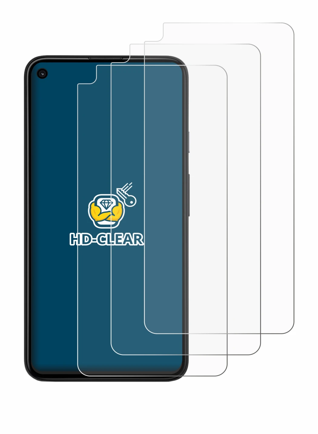 Image of the device Google Pixel 4a 5G with a wide variety of screen protectors.