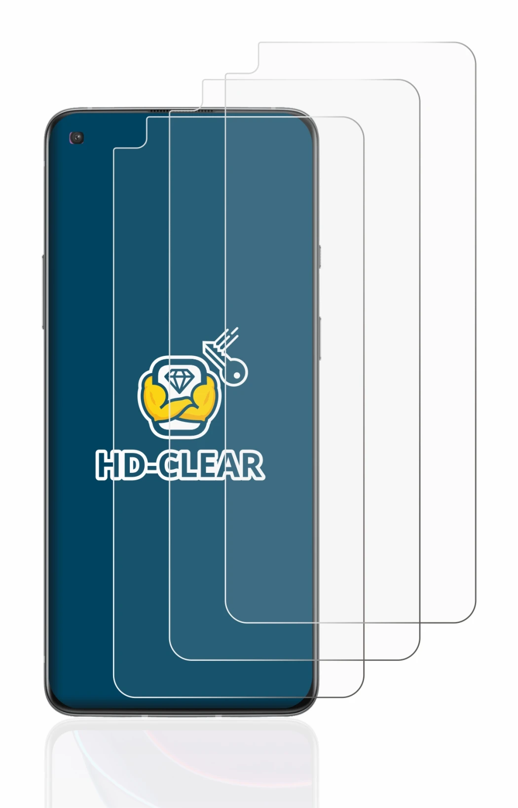Image of the device OnePlus 8T with a wide variety of screen protectors.