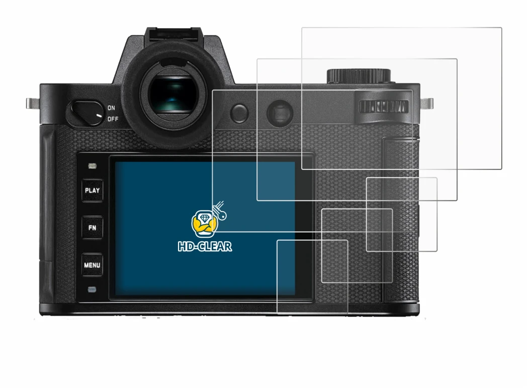 Image of the device Leica SL2-S with a wide variety of screen protectors.