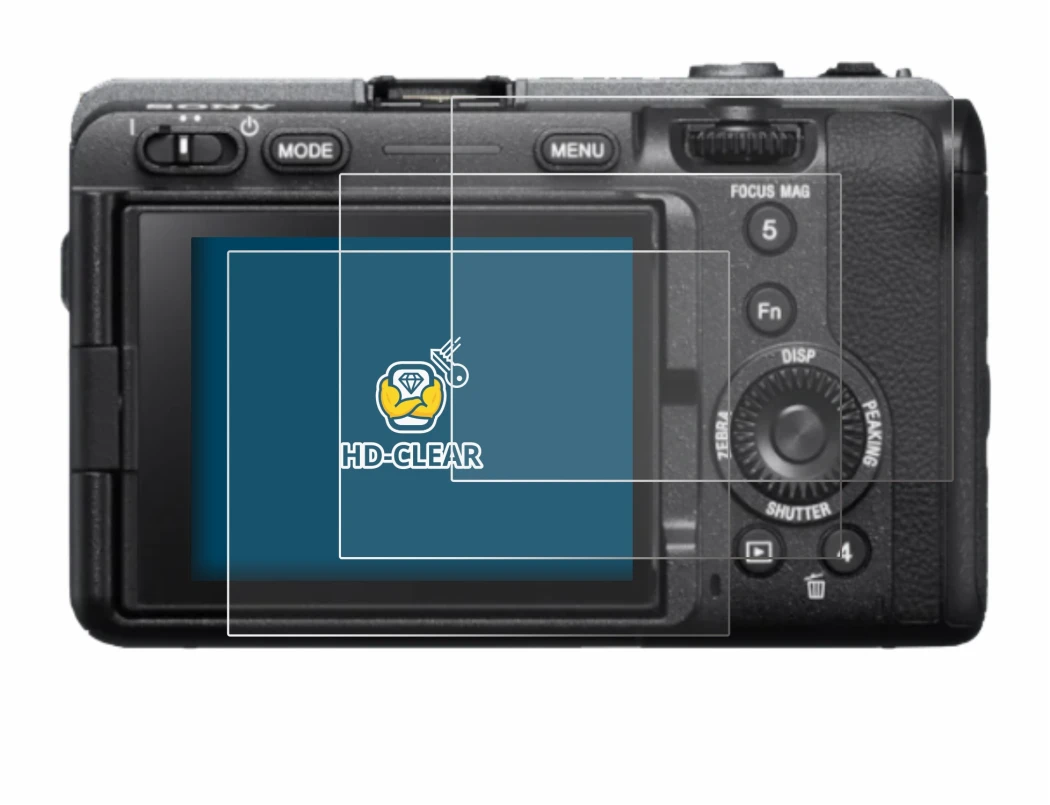 Image of the device Sony FX3 with a wide variety of screen protectors.