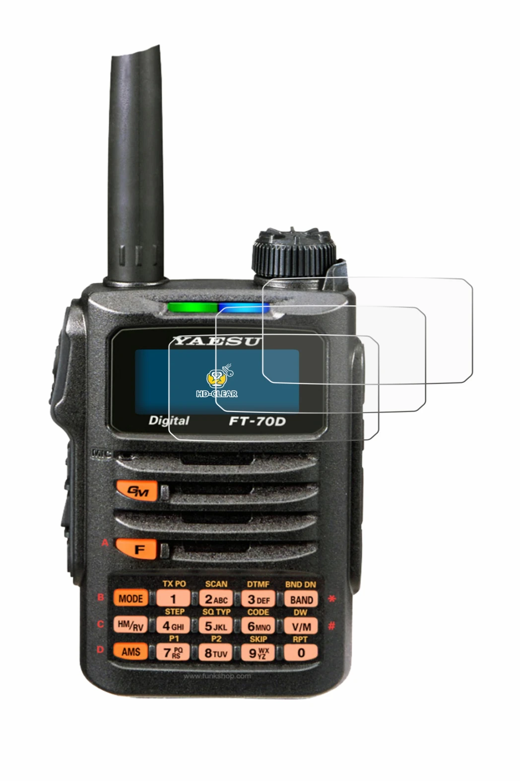 Image of the device Yaesu FT-70DR with a wide variety of screen protectors.