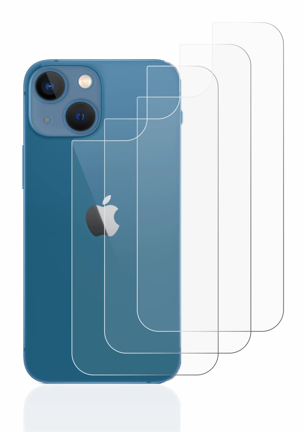 Image of the device Apple iPhone 13 mini (Back) with a wide variety of screen protectors.