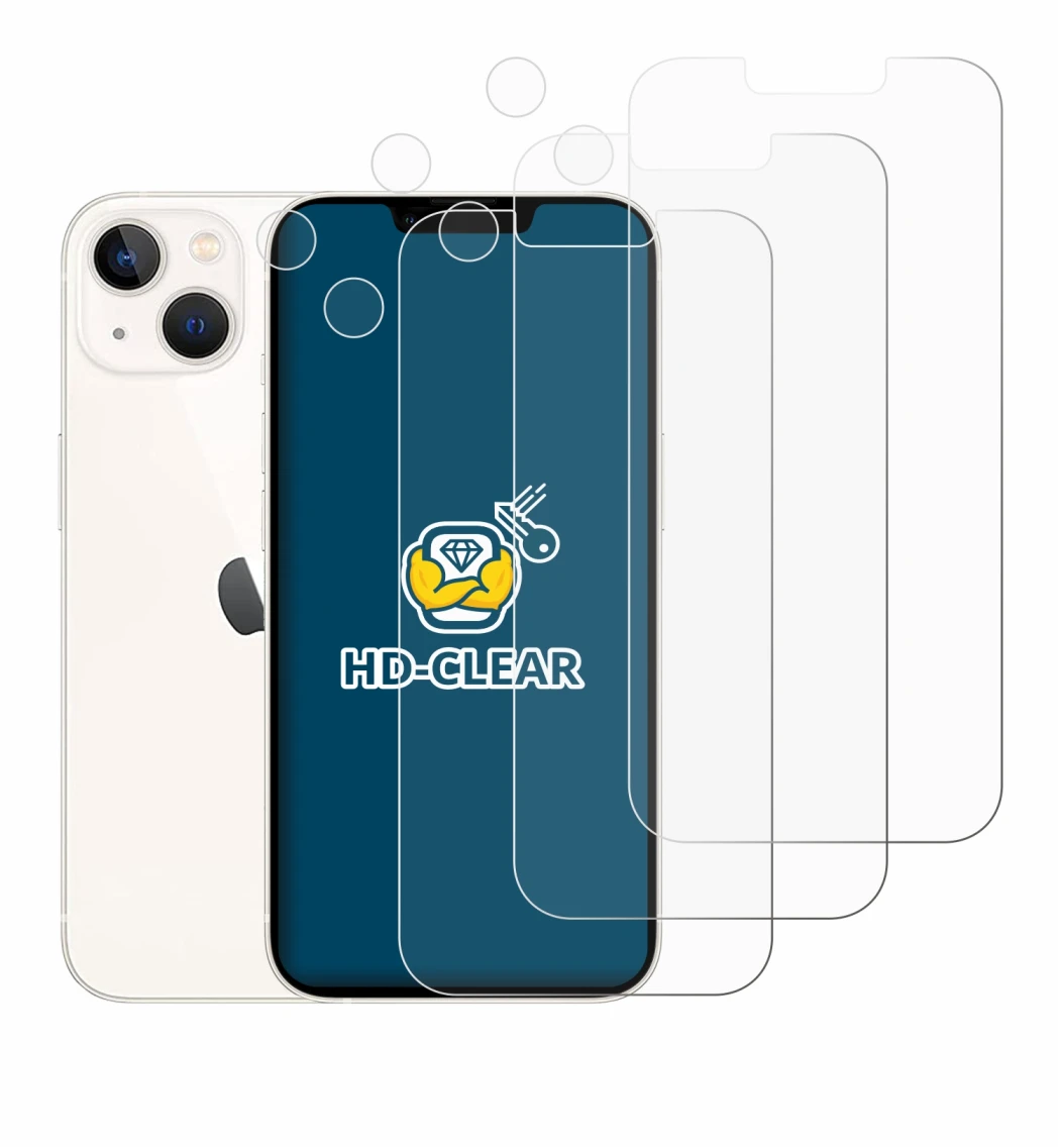 Image of the device Apple iPhone 13 (Front+Camera) with a wide variety of screen protectors.