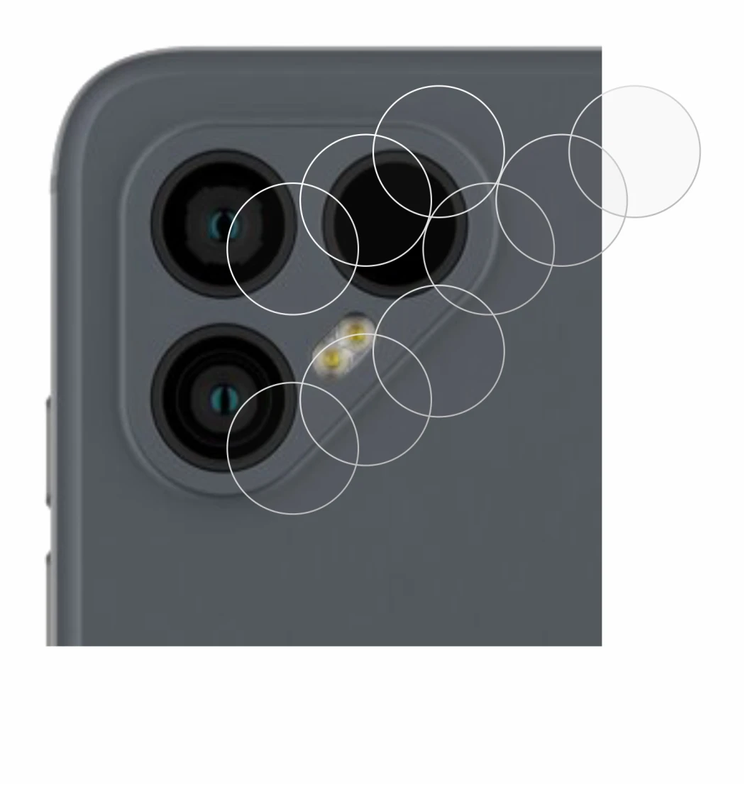 Image of the device Fairphone 4 (ONLY Camera Lens) with a wide variety of screen protectors.