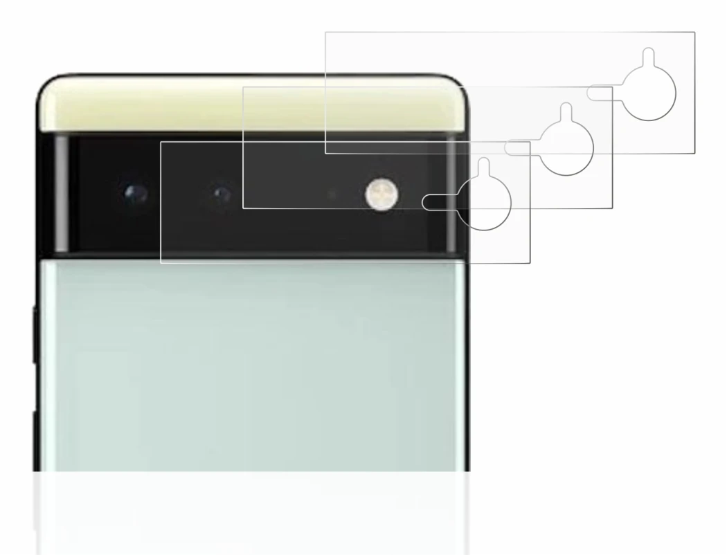 Image of the device Google Pixel 6 (ONLY Camera Lens) with a wide variety of screen protectors.