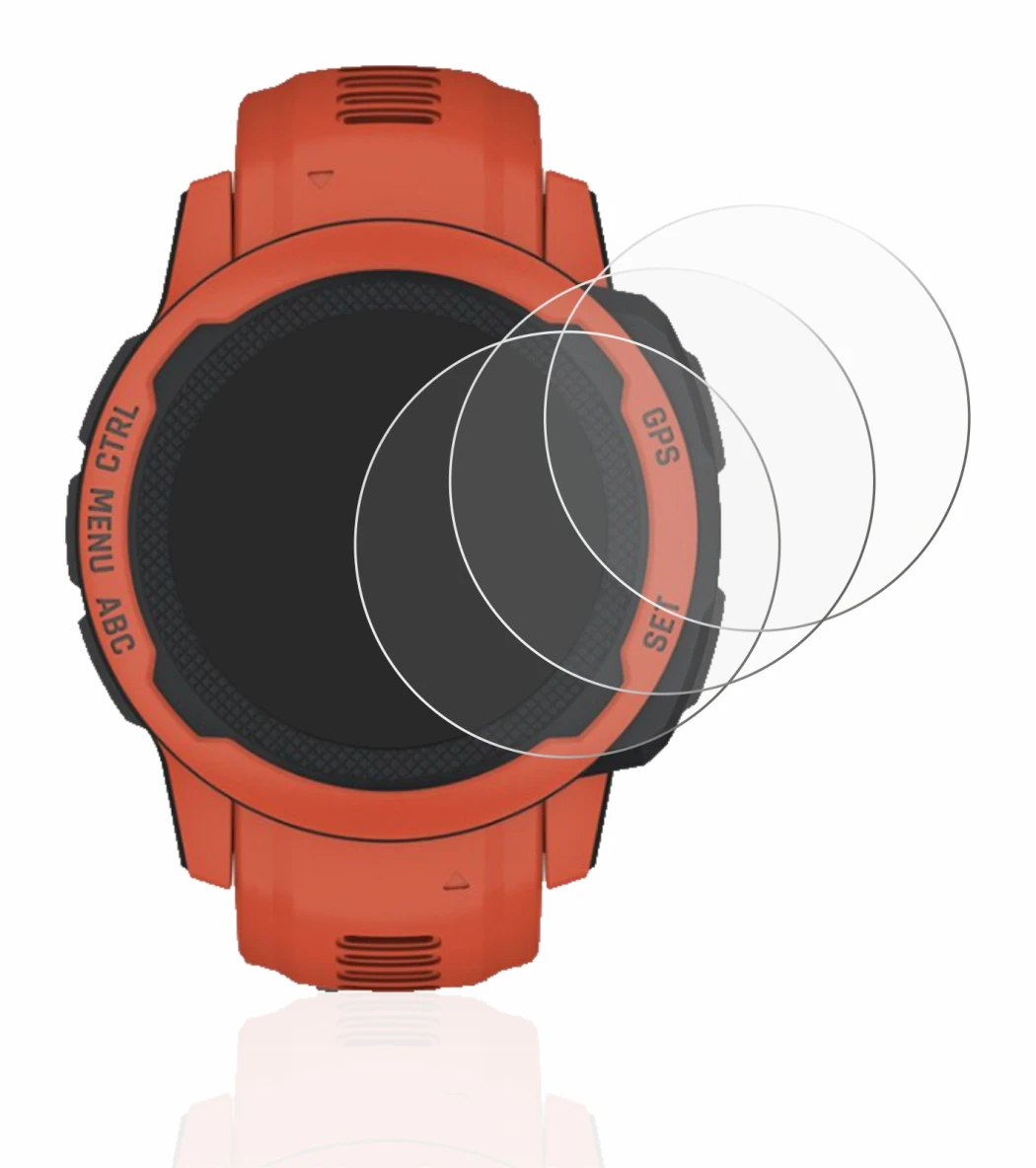 Image of the device Garmin Instinct 2S with a wide variety of screen protectors.