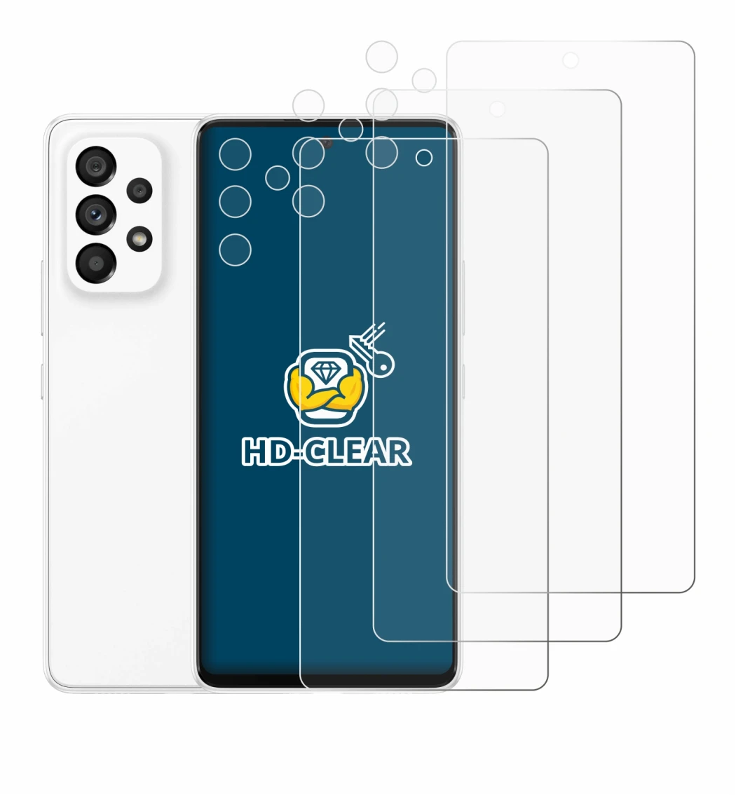 Image of the device Samsung Galaxy A53 5G (Front+Camera) with a wide variety of screen protectors.