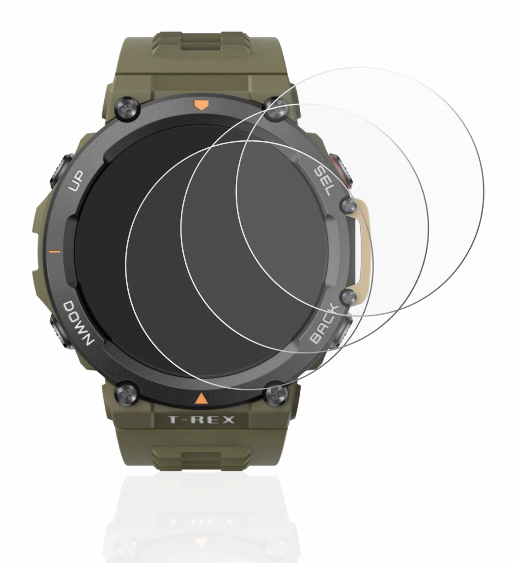 Image of the device Huami Amazfit T-Rex 2 with a wide variety of screen protectors.