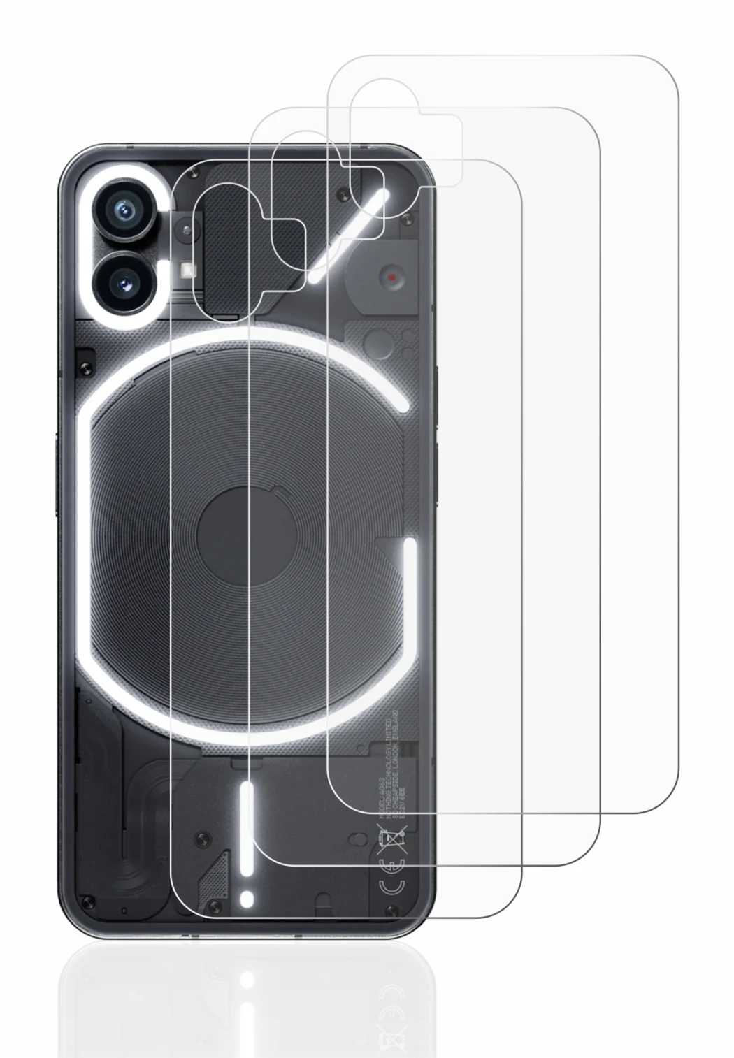 Image of the device Nothing Phone (1) (Back) with a wide variety of screen protectors.