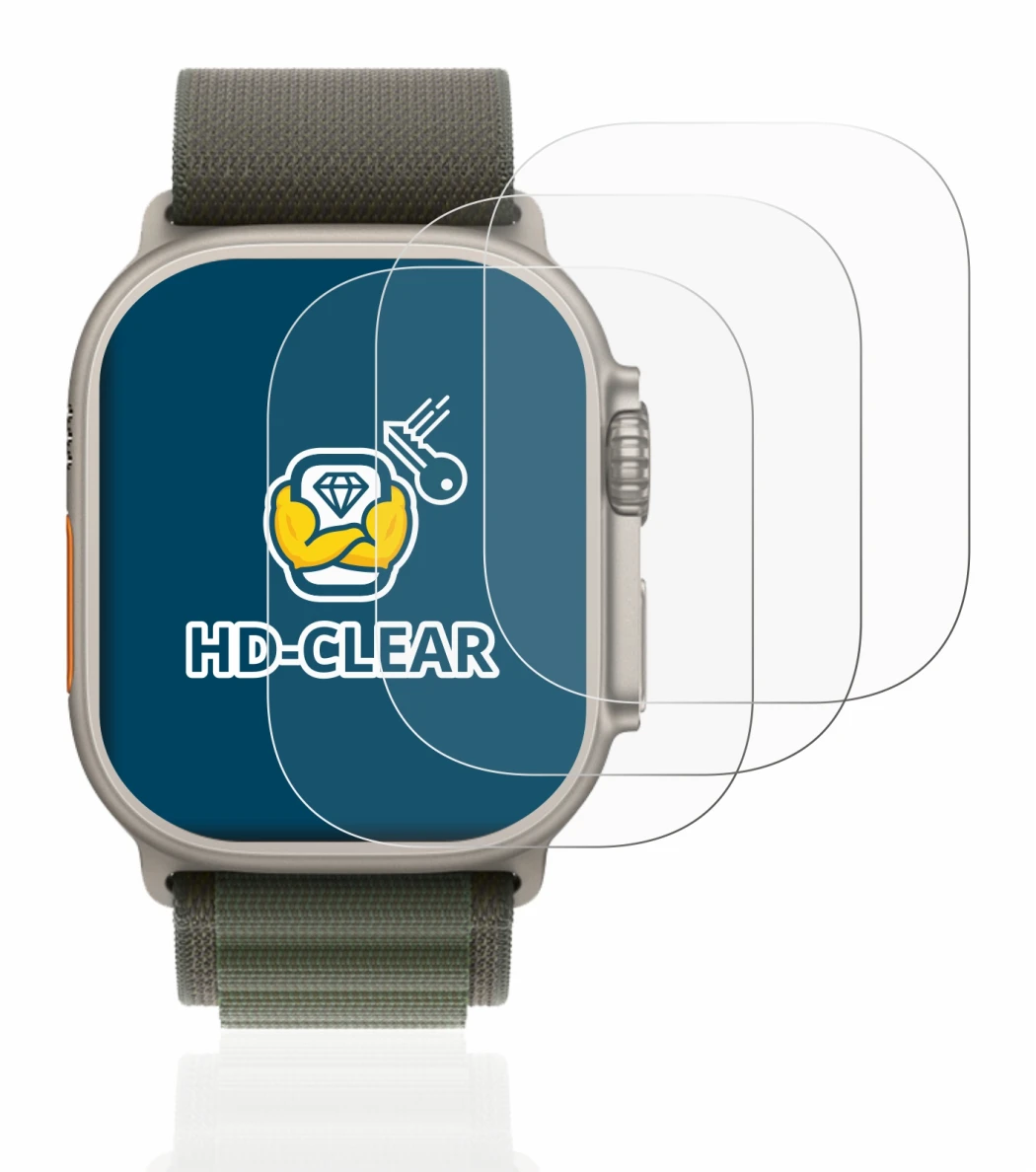 Image of the device Apple Watch Ultra (49 mm) with a wide variety of screen protectors.
