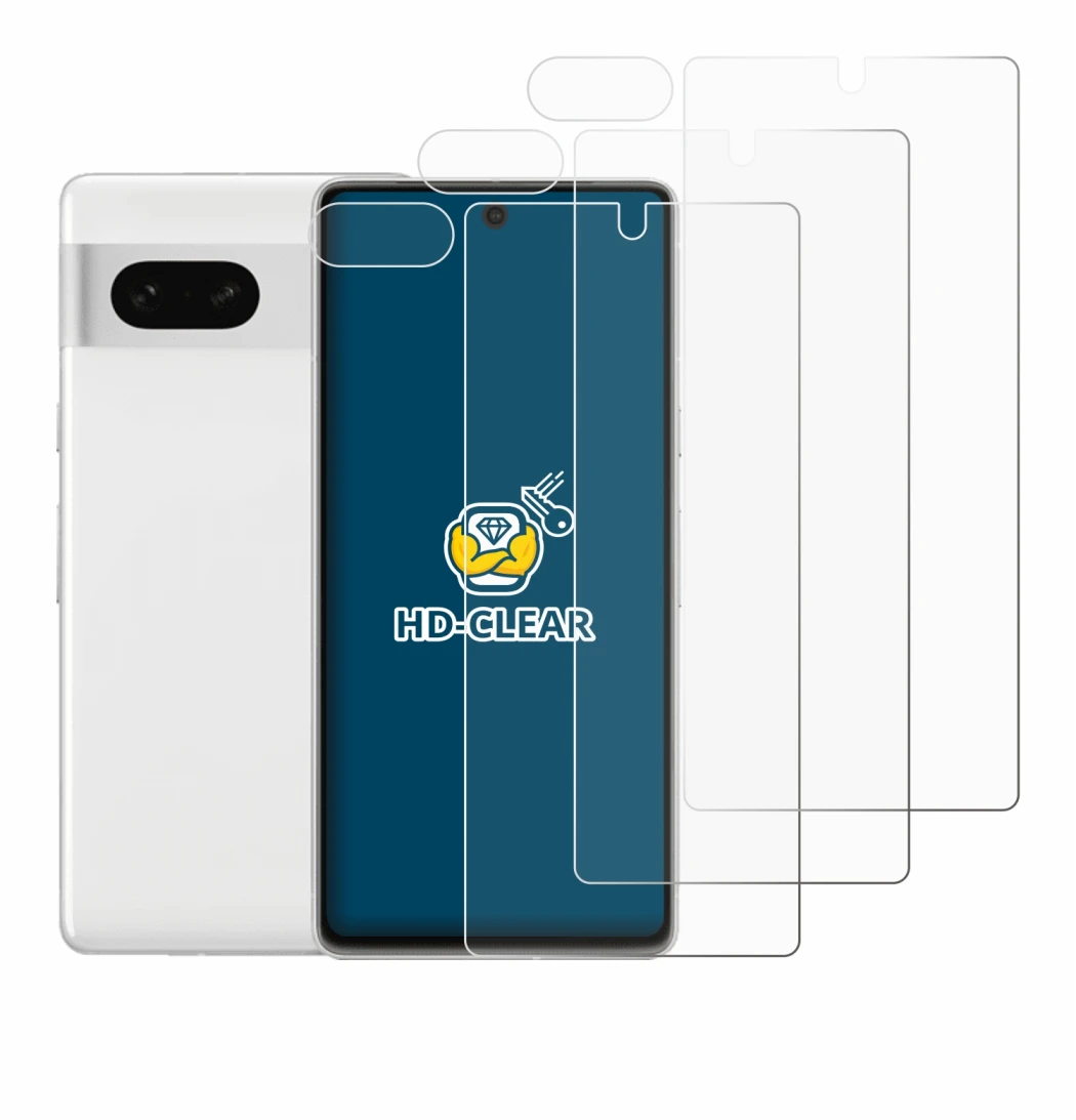 Image of the device Google Pixel 7 (Front+Camera) with a wide variety of screen protectors.