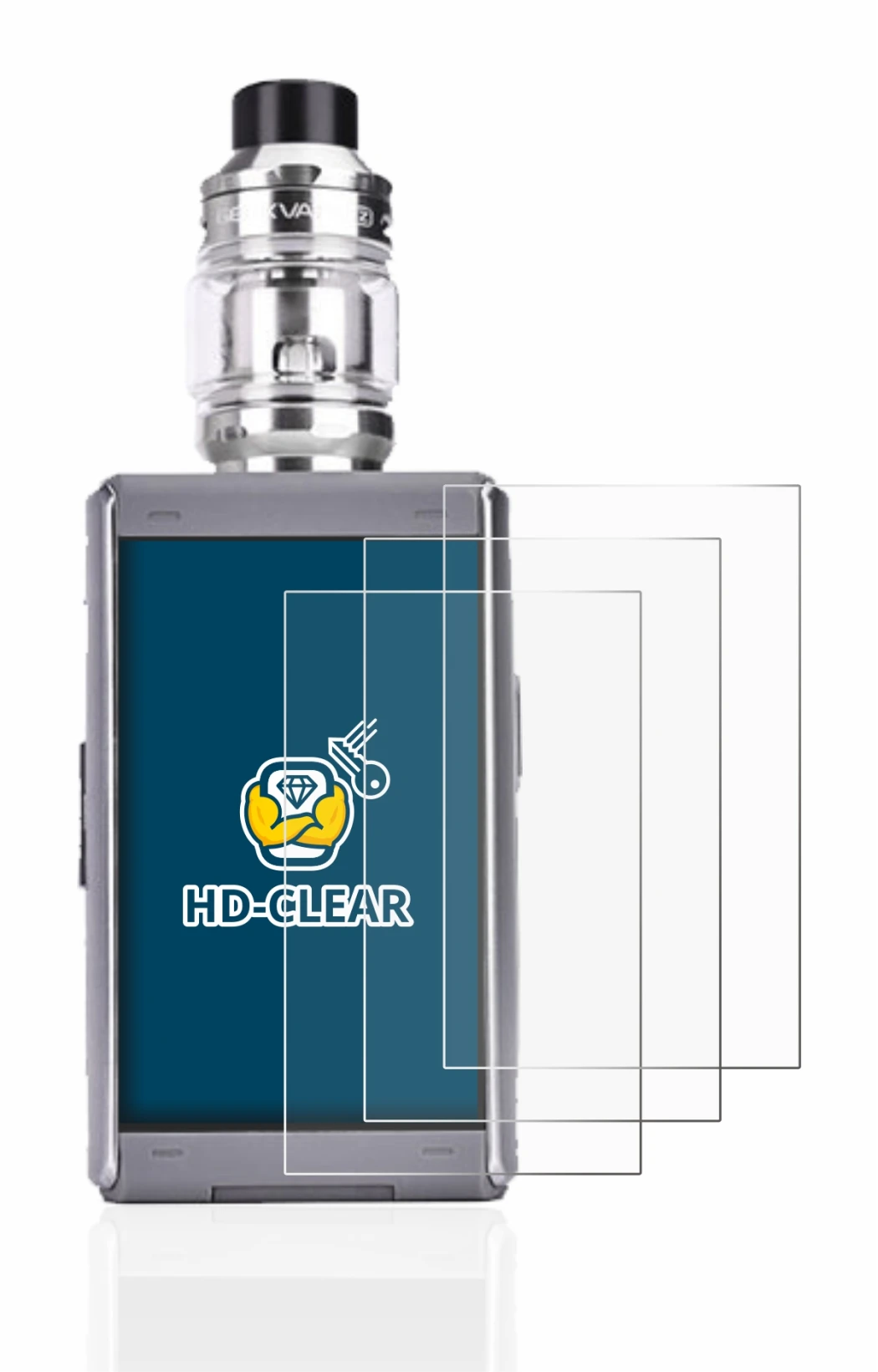 Image of the device GeekVape T200 with a wide variety of screen protectors.