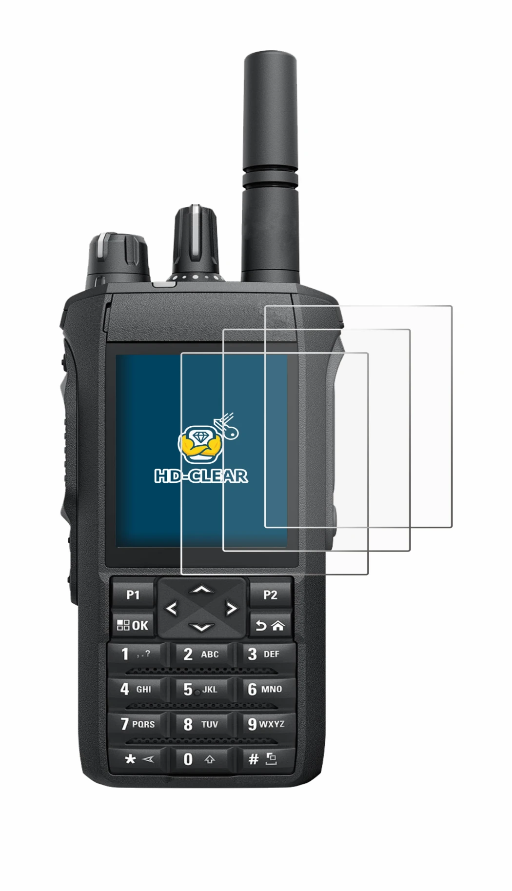 Image of the device Motorola R7 with a wide variety of screen protectors.