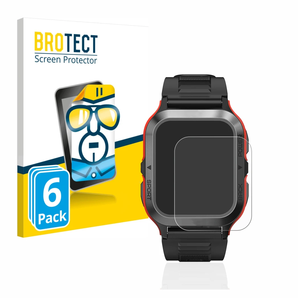 Front side of a product packaging with the brand logo BROTECT. Next to it is the device Kospet Tank M2 shown with the correspo