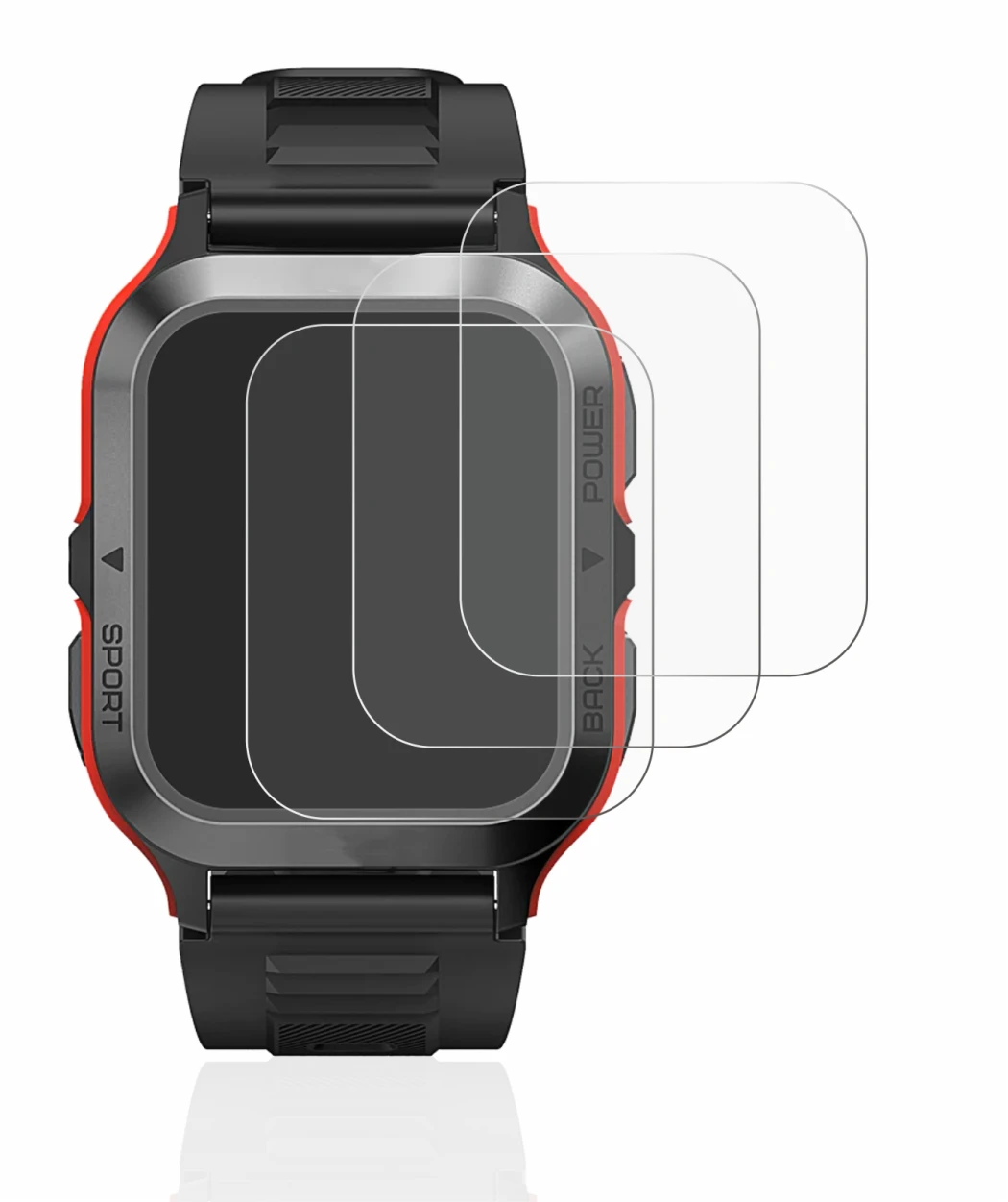 Image of the device Kospet Tank M2 with a wide variety of screen protectors.
