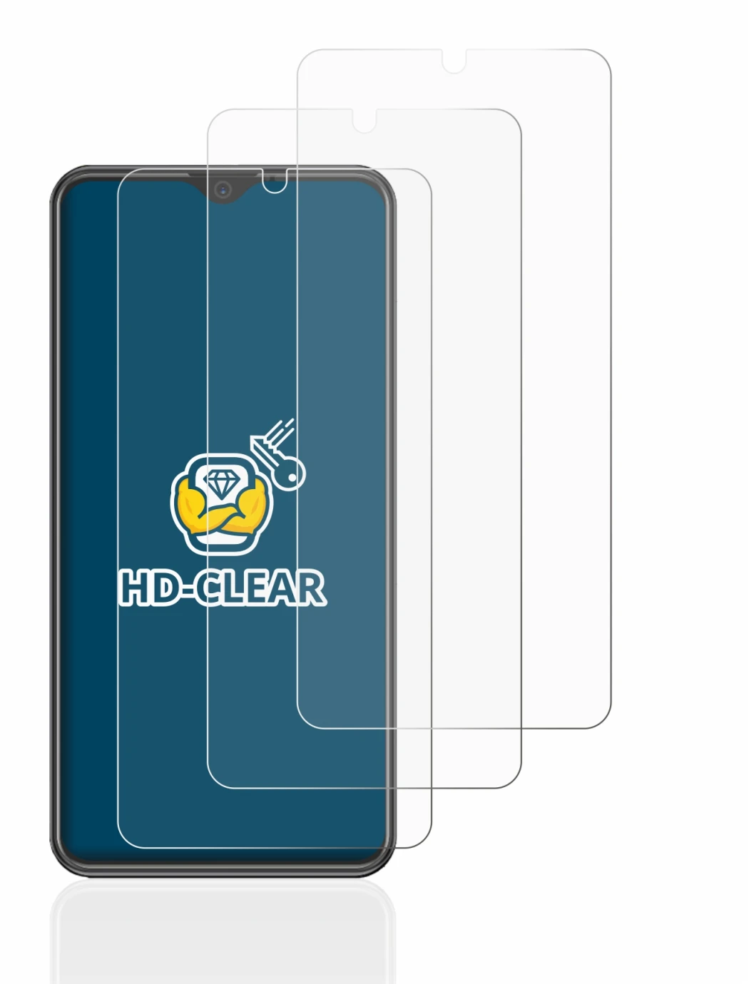 Image of the device Beafon M6s premium with a wide variety of screen protectors.