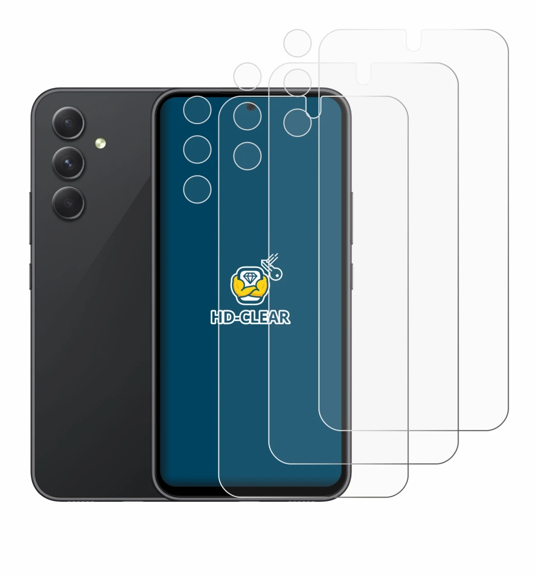 Image of the device Samsung Galaxy A54 5G (Front+Camera) with a wide variety of screen protectors.