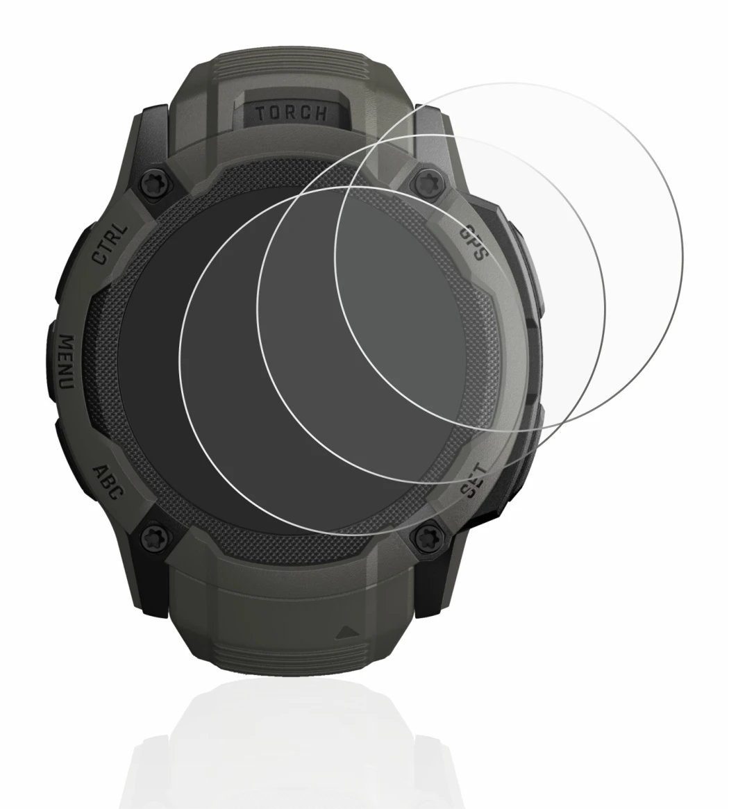 Image of the device Garmin Instinct 2X Solar with a wide variety of screen protectors.