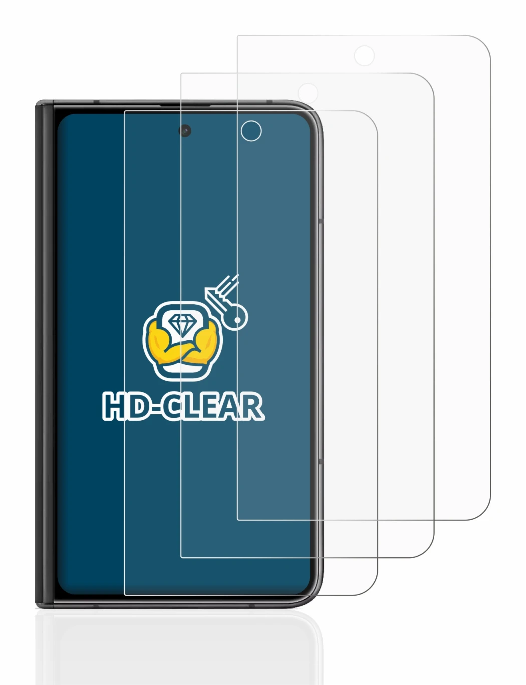 Image of the device Google Pixel Fold (Outer display) with a wide variety of screen protectors.