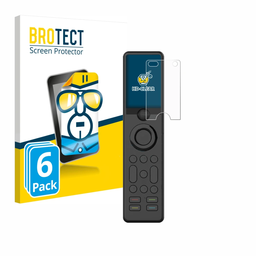 Front side of a product packaging with the brand logo BROTECT. Next to it is the device Sofabaton X1 shown with the correspond