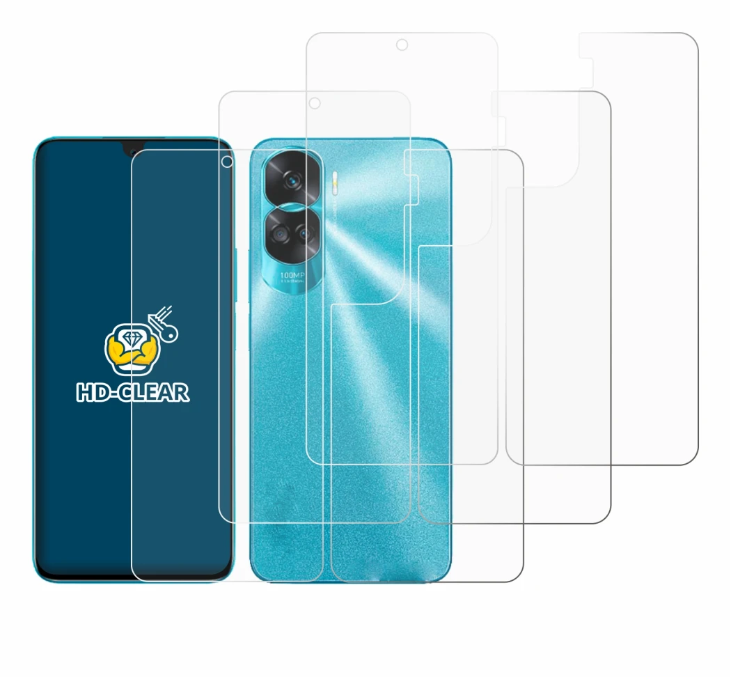Image of the device Honor 90 Lite (Front+Back) with a wide variety of screen protectors.